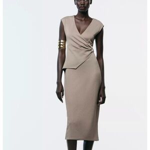 Zara Twill Wrap Sleeveless Midi Dress|Medium| 5067/151/450